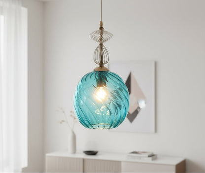 Swirl Ribbed Glass light fixture for room decor