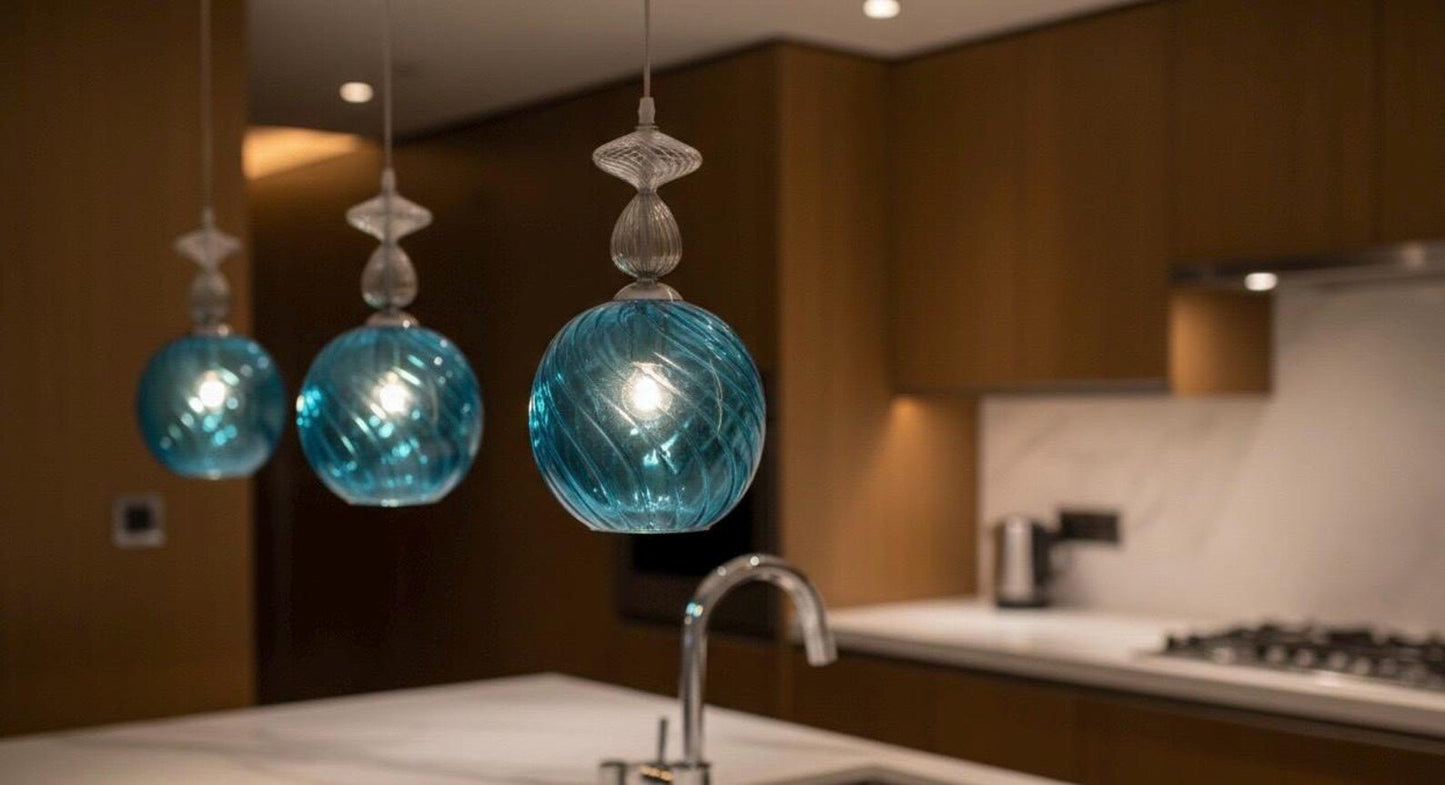 Swirl Ribbed Glass Light Fixture for Room Decor - Les Trois Pyramides
