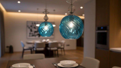 Swirl Ribbed Glass Light Fixture for Room Decor - Les Trois Pyramides