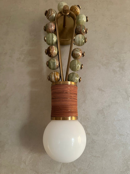 TALISMAN: Handcrafted Marble and Brass wall light sconce with unique modern Design