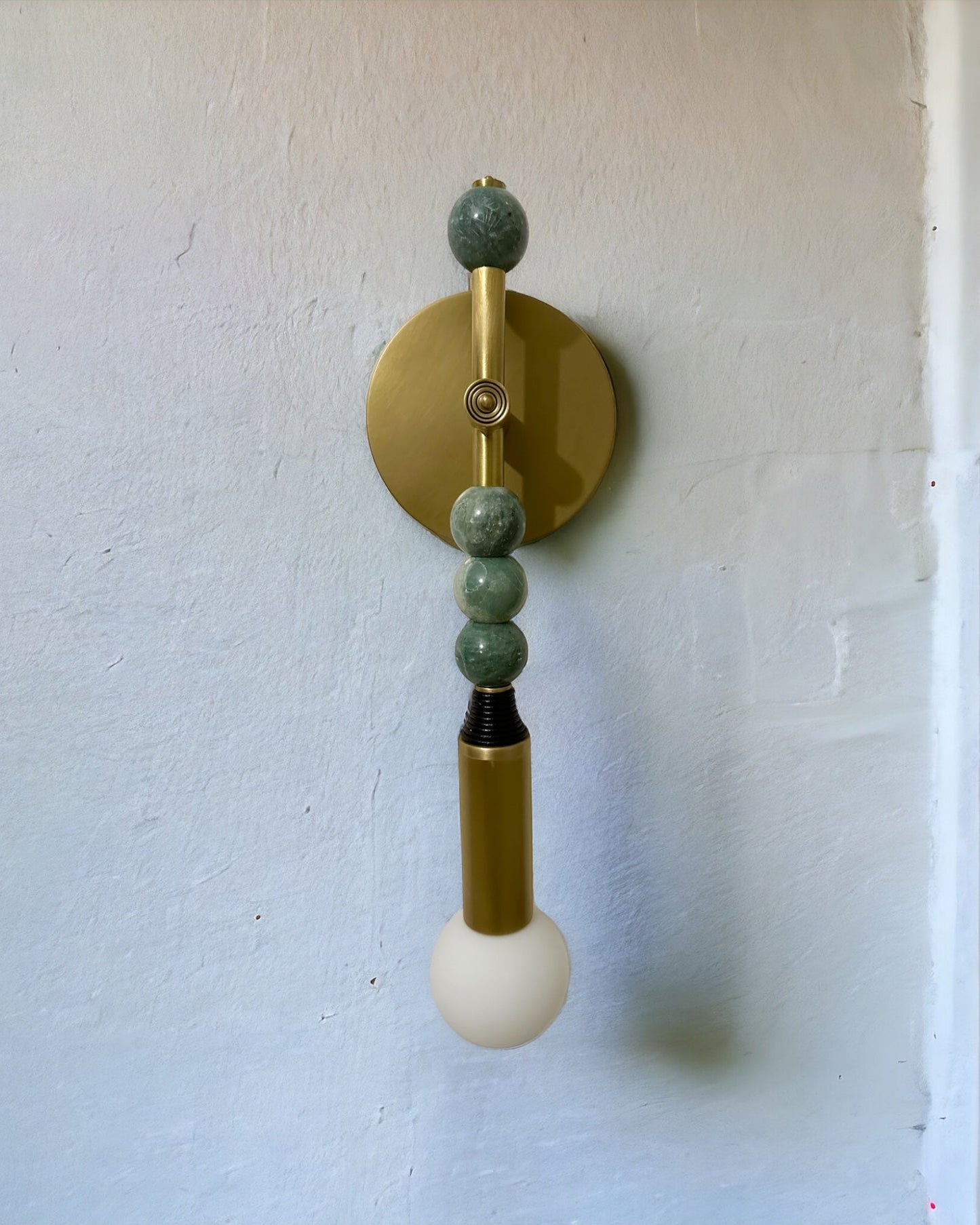 TALISMAN WALL SCONCE (Brass) with Soft Green Gemstones