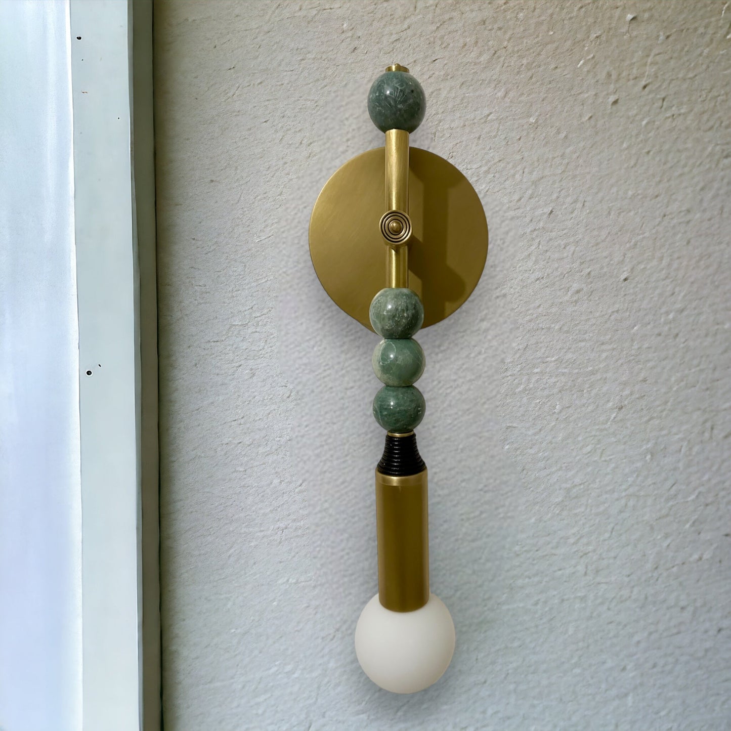 TALISMAN WALL SCONCE (Brass) with Soft Green Gemstones