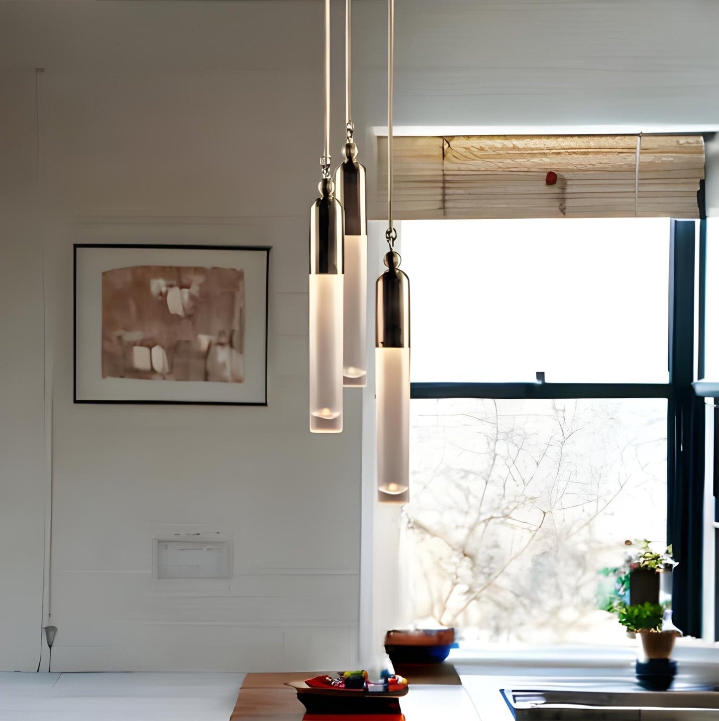 Tassel pendant Light with Frosted Glass