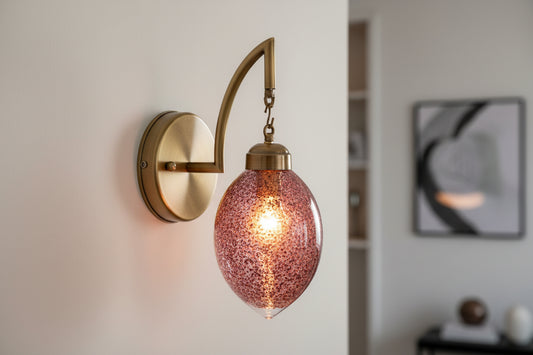 Textured Red Glass Wall Lamps | Les Trois Pyramides