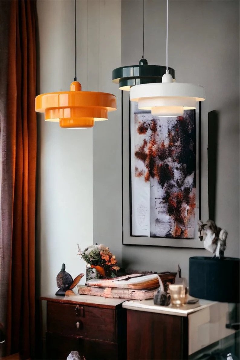 Three Blown Glass Light Pendants for Office Decor - Les Trois Pyramides