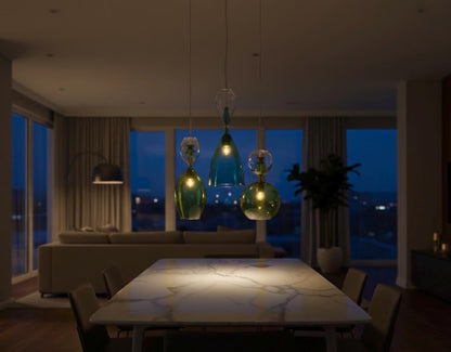 Set of Three Glass pendant lights - blown glass pendant - Les Trois Pyramides