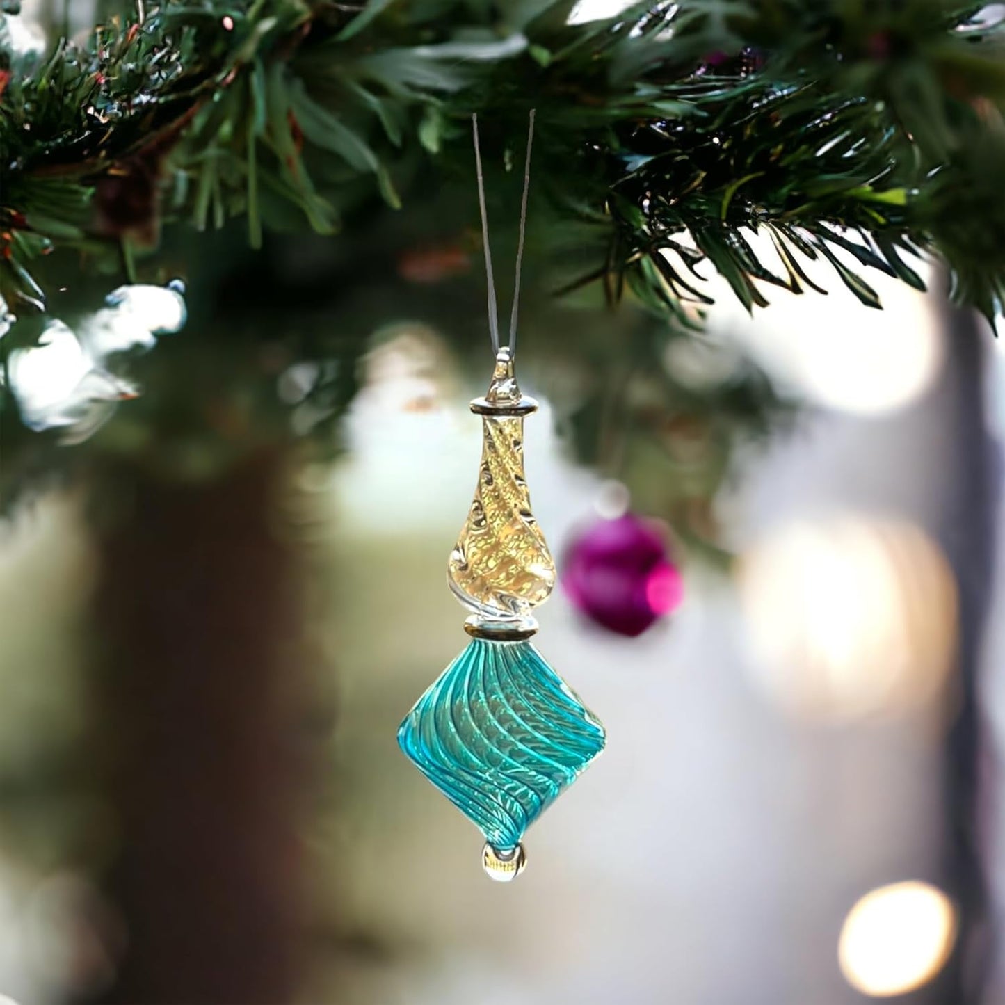 Trois Pyramides' Egyptian Unique Christmas Tree Hand-Blown "Turquoise" - Les Trois Pyramides