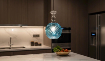 Turquoise Glass Globe Light - Les Trois Pyramides