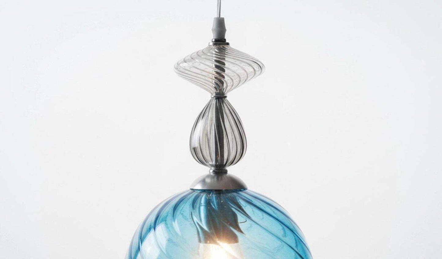 Turquoise Glass Globe Light - Les Trois Pyramides