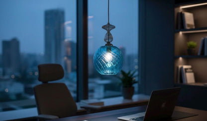 Turquoise Glass Globe Light - Les Trois Pyramides