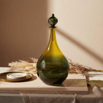 Turquoise with shaded Black Elegant Blown Glass Decanter