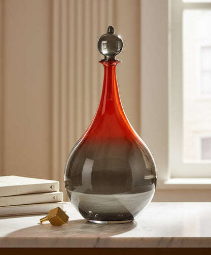 Turquoise with shaded Black Elegant Blown Glass Decanter