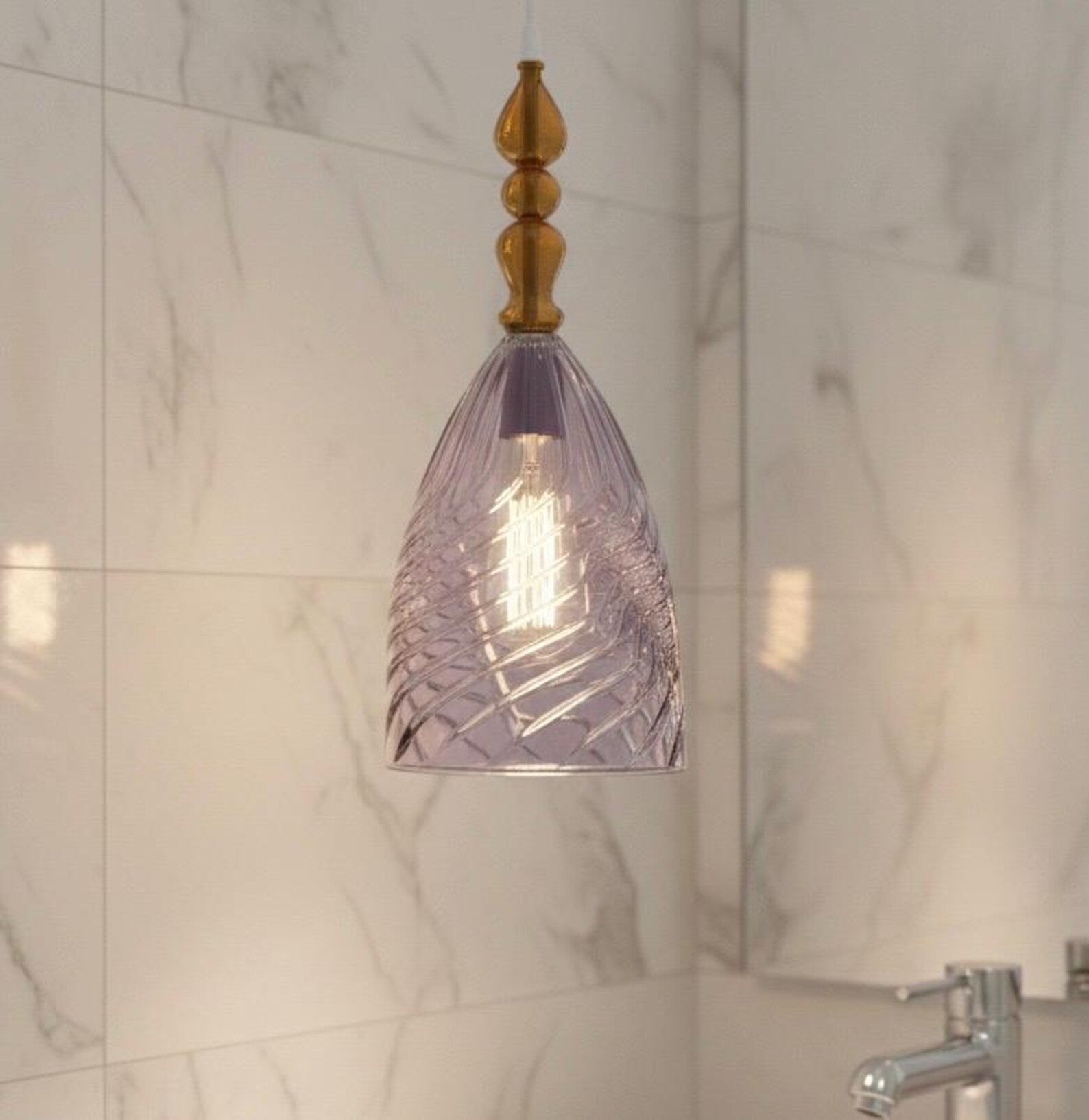 Decorative purple pendant light with gold accents  for Home | Les Trois Pyramides