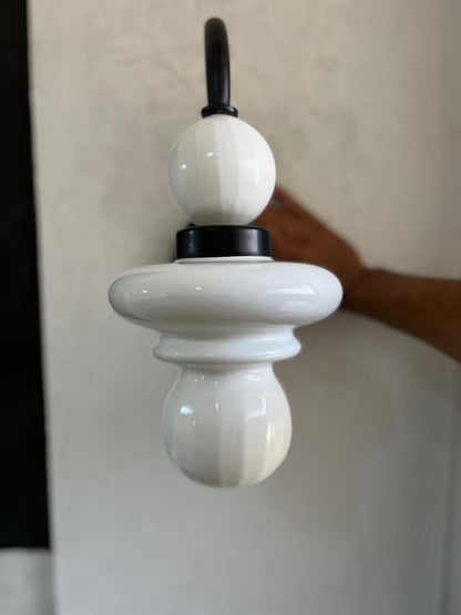 Modern Wall Sconce Glass Light, Handmade Blown Glass Lamp, Brass Wall Lighting, Bedside Light, Bathroom Vanity Sconce | Les Trois Pyramides