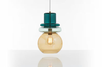 Green Glass Pendant Light – Modern Hanging Lamp for Kitchen Island Lighting, Handmade Glass Ceiling Lamp - restaurant lighting | Les Trois Pyramides