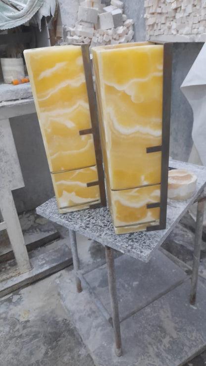Vertical Alabaster Wall Sconce – Handmade Natural Stone Wall Light