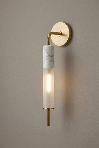 Brass Wall Sconce, Frosted Glass Wall Light, Marble Wall Sconce, Bathroom Vanity Light, Handmade Modern Lamp | Les Trois Pyramides