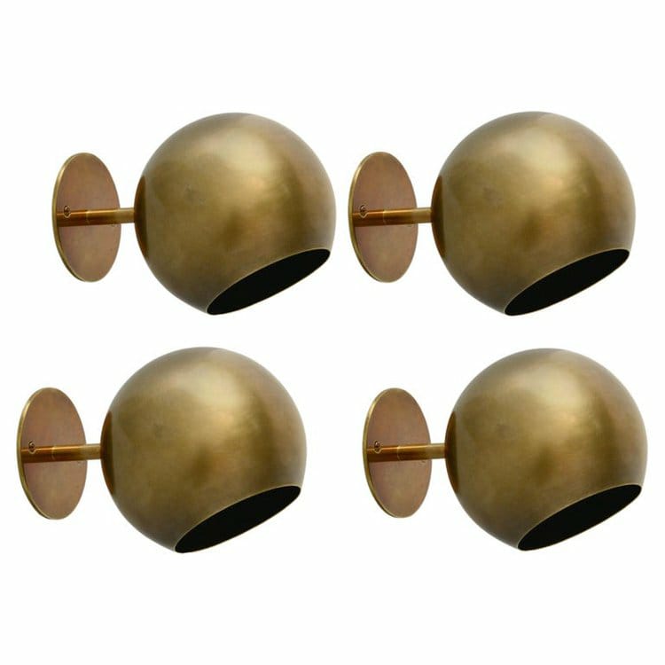 Vintage 1950s Lightolier Brass Sconce Pair – Classic American Globe Wall Lights | Les Trois Pyramides