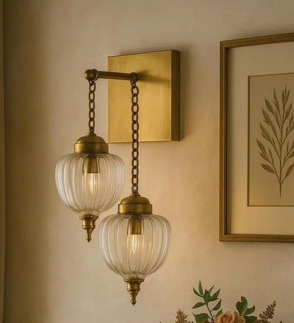 Ribbed Double Glass Sconce Light Fixture for Home Decor | Les Trois Pyramides 