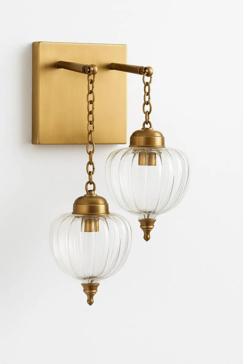Ribbed Double Glass Sconce Light Fixture for Home Decor | Les Trois Pyramides 