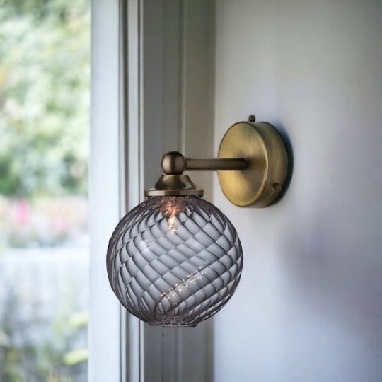 hand crafted Vintage Glass Globe Wall Sconce with Brass Finish| Les Trois Pyramides