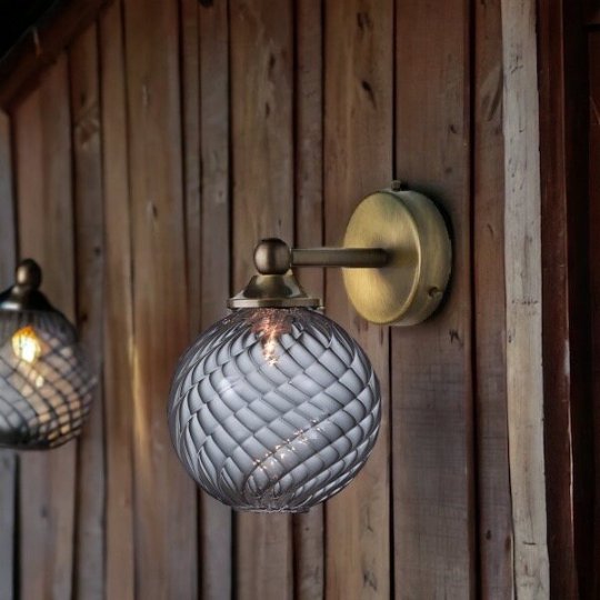 hand crafted Vintage Glass Globe Wall Sconce with Brass Finish| Les Trois Pyramides