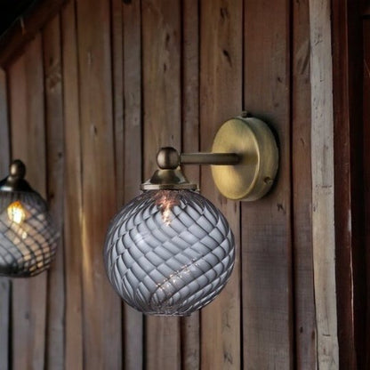 hand crafted Vintage Glass Globe Wall Sconce with Brass Finish| Les Trois Pyramides