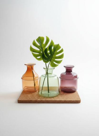 Vintage-Inspired Mini Bud Vase Set – Handmade Colorful Glass Décor