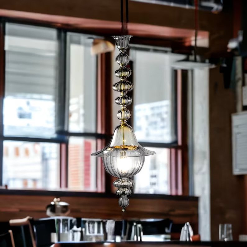 Vintage Style Blown Glass Pendant Light - Les Trois Pyramides 