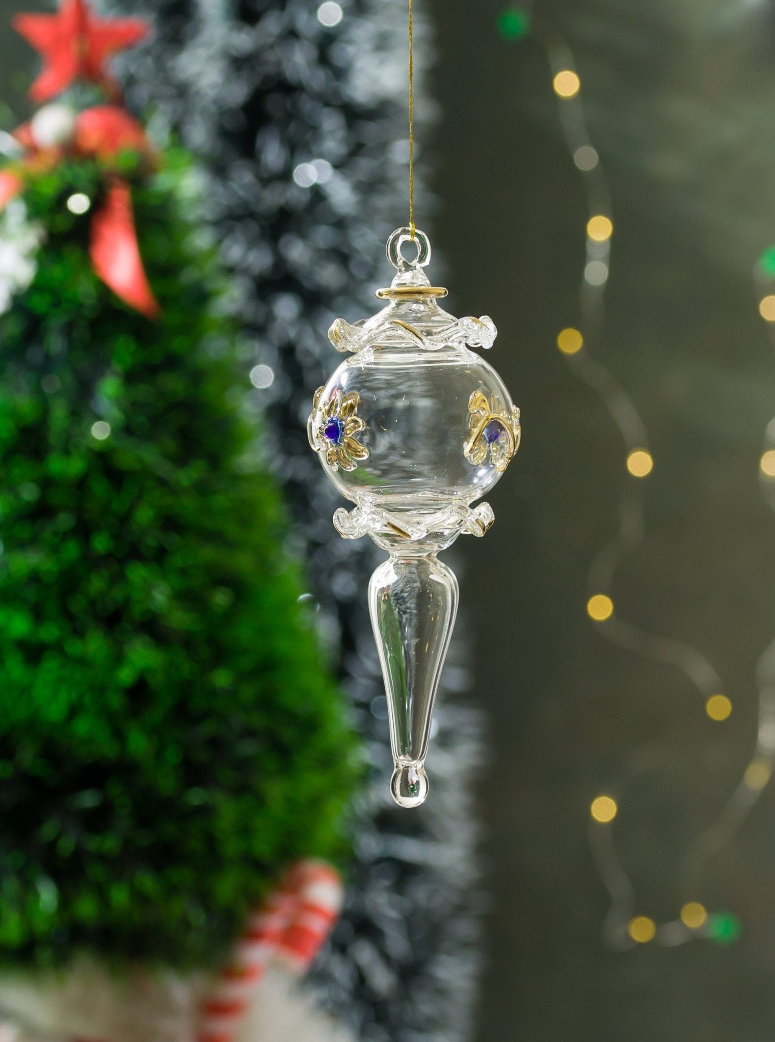 Vintage Christmas Ornaments, 14k Gold Glass Christmas Ornaments Handmade, Heirloom Ornament, Christmas Gifts for Mom from Daughter, 3rd - Les Trois Pyramides 