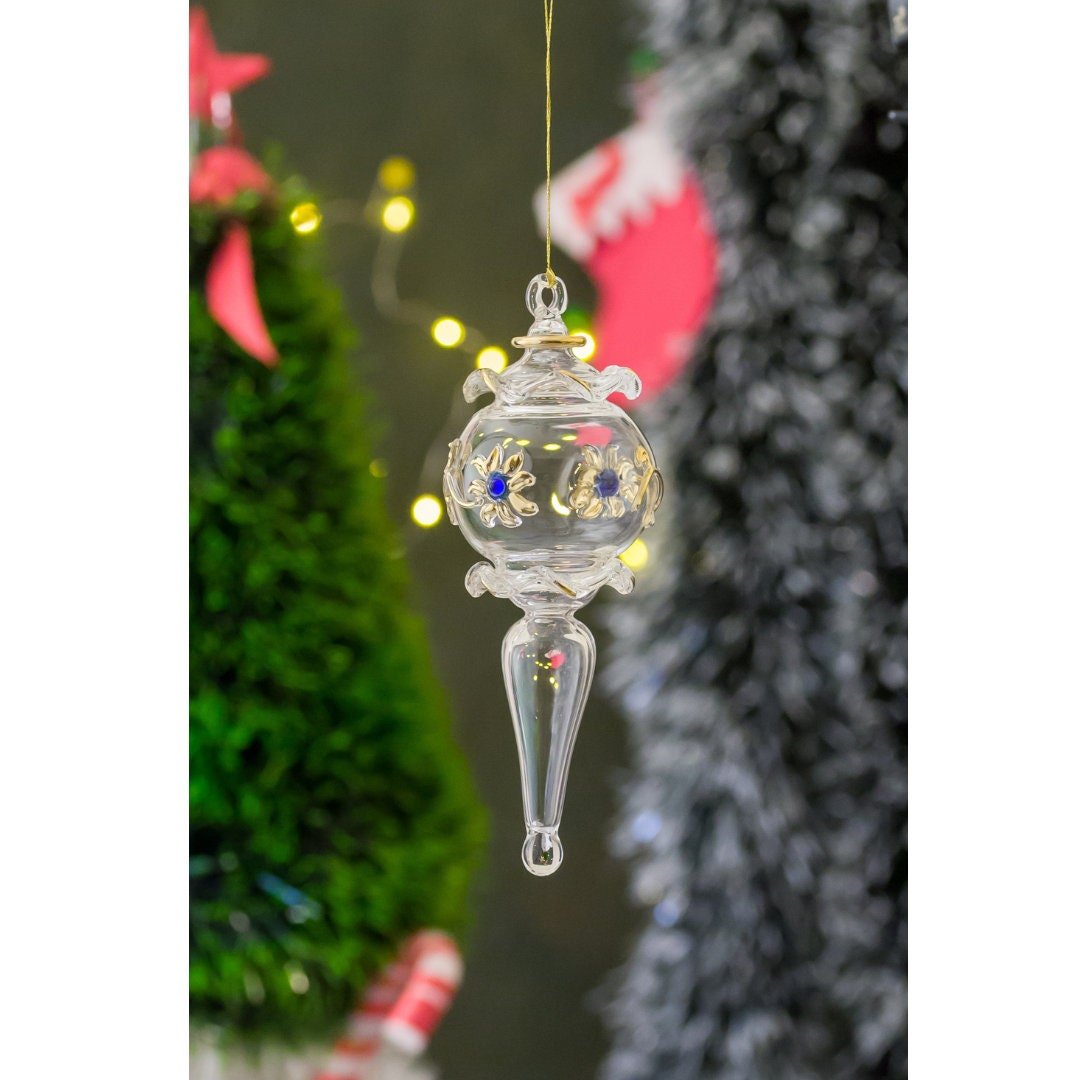 Vintage Christmas Ornaments, 14k Gold Glass Christmas Ornaments Handmade, Heirloom Ornament, Christmas Gifts for Mom from Daughter, 3rd - Les Trois Pyramides 