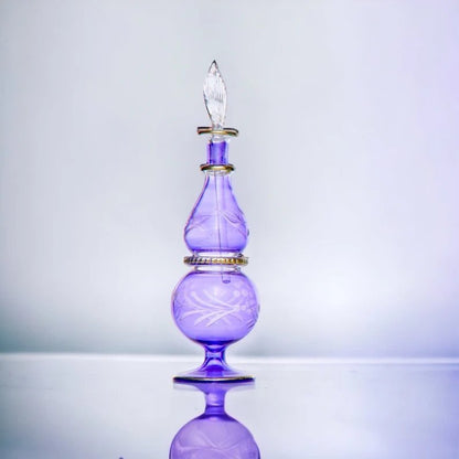 Violet Hand Blown Glass Bottle for essential oils - Les Trois Pyramide