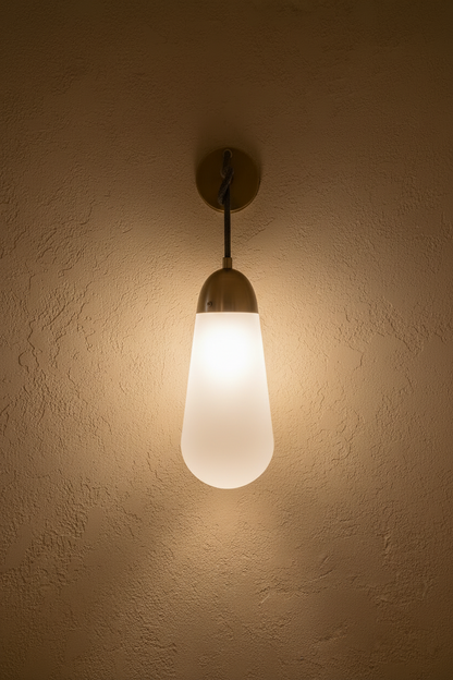 Frosted Glass Wall Sconce with Antique Brass Finish | Handmade Wall Light
