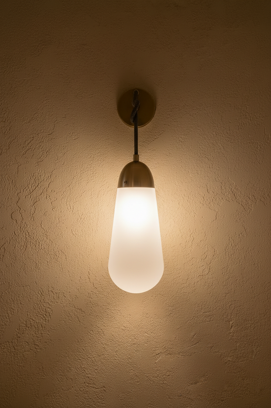 Frosted Glass Wall Sconce with Antique Brass Finish | Handmade Wall Light