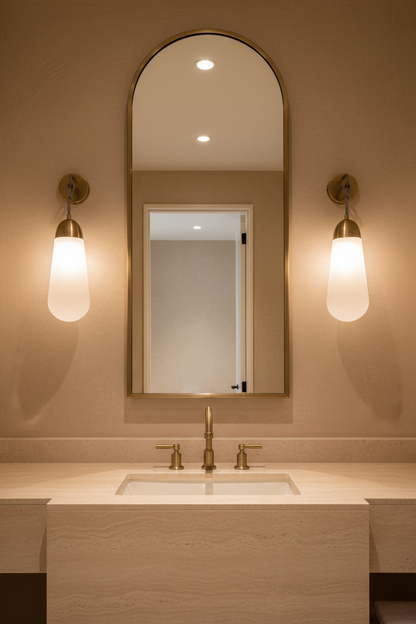 Frosted Glass Wall Sconce with Antique Brass Finish | Handmade Wall Light