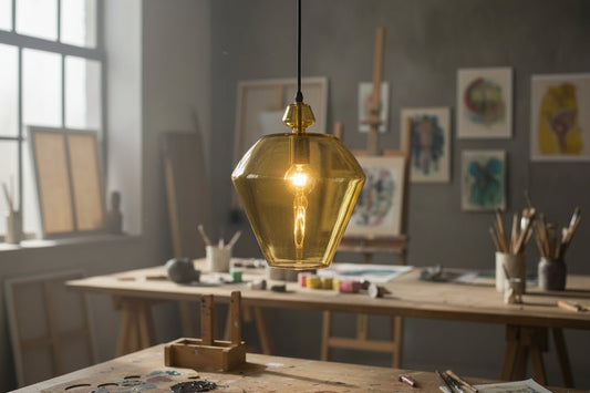 Yellow Geometric Glass Pendant Light for kitchen island