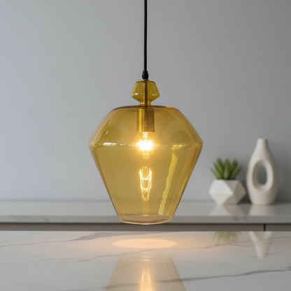 Yellow Geometric Glass Pendant Light for kitchen island