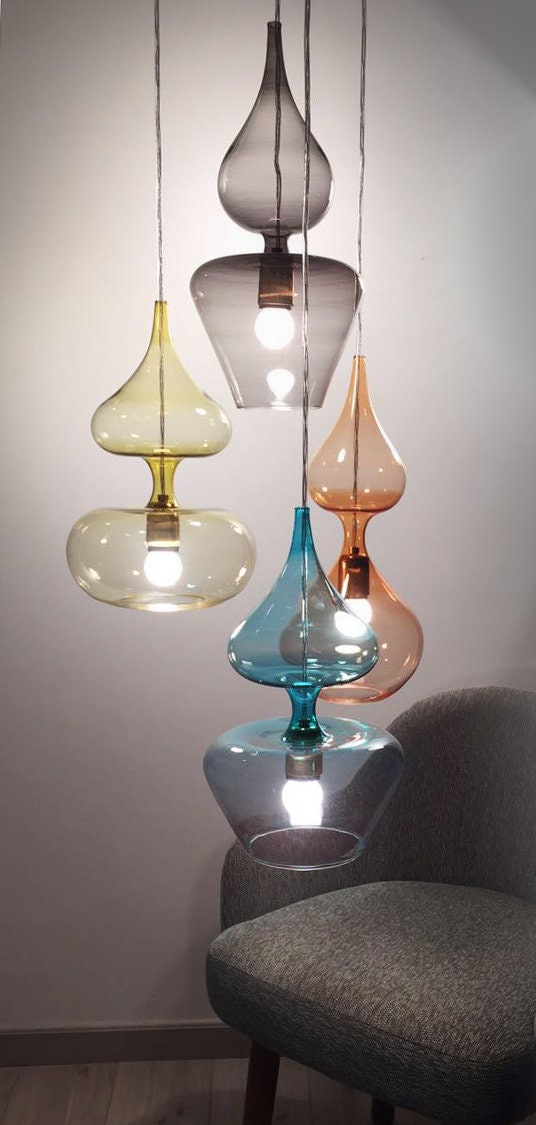 Set of 4 Modern Multicolored handmade Deco light fixture