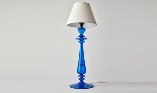 Cylindrical Blue-Hued Shaped Modern Table Lamp - Les Trois Pyramide