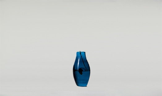 Set of 5 Different  Blue Hued Beautiful  Vases Blown Glass Different taste of art Gift for her