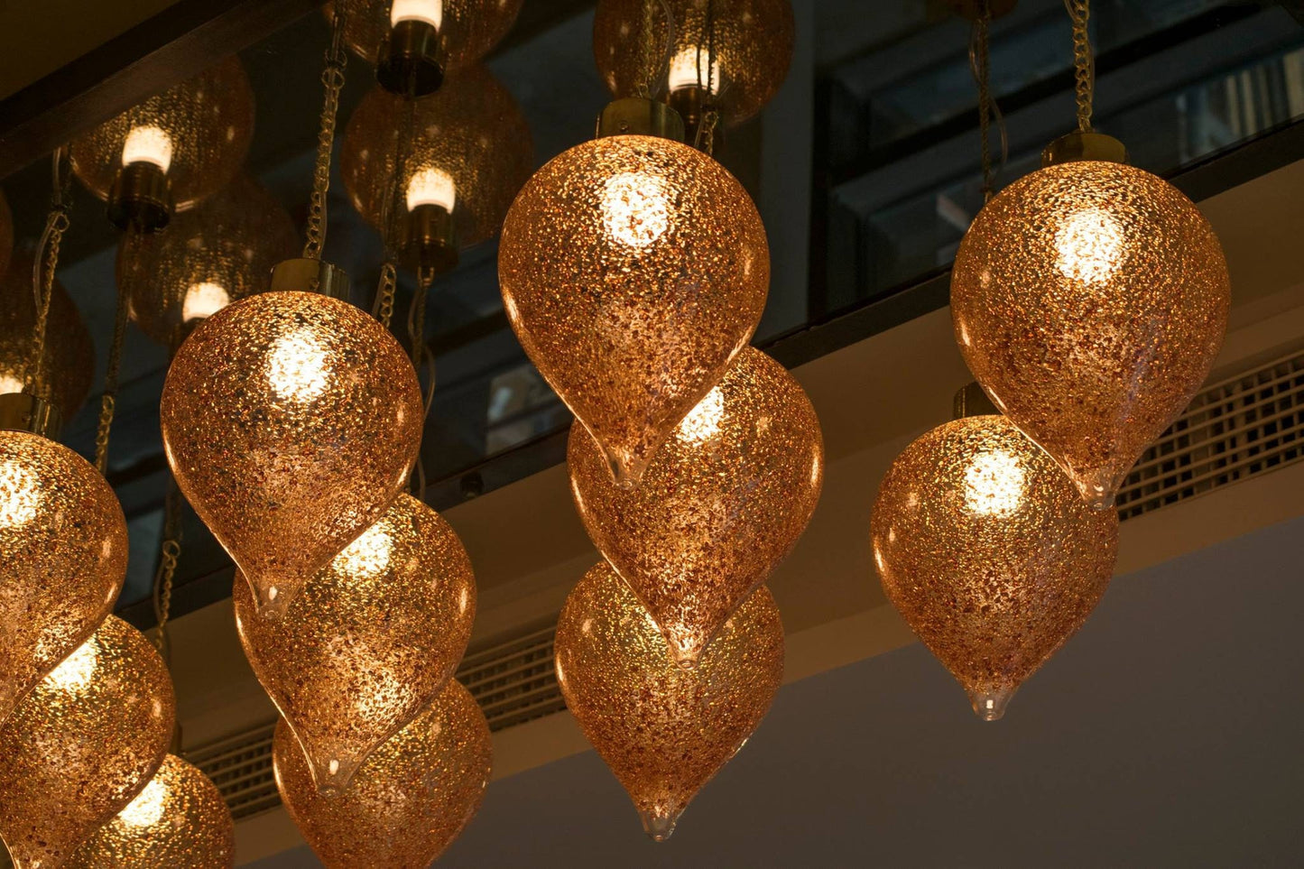 Blown Glass Light pendant with Gold frosted Glass