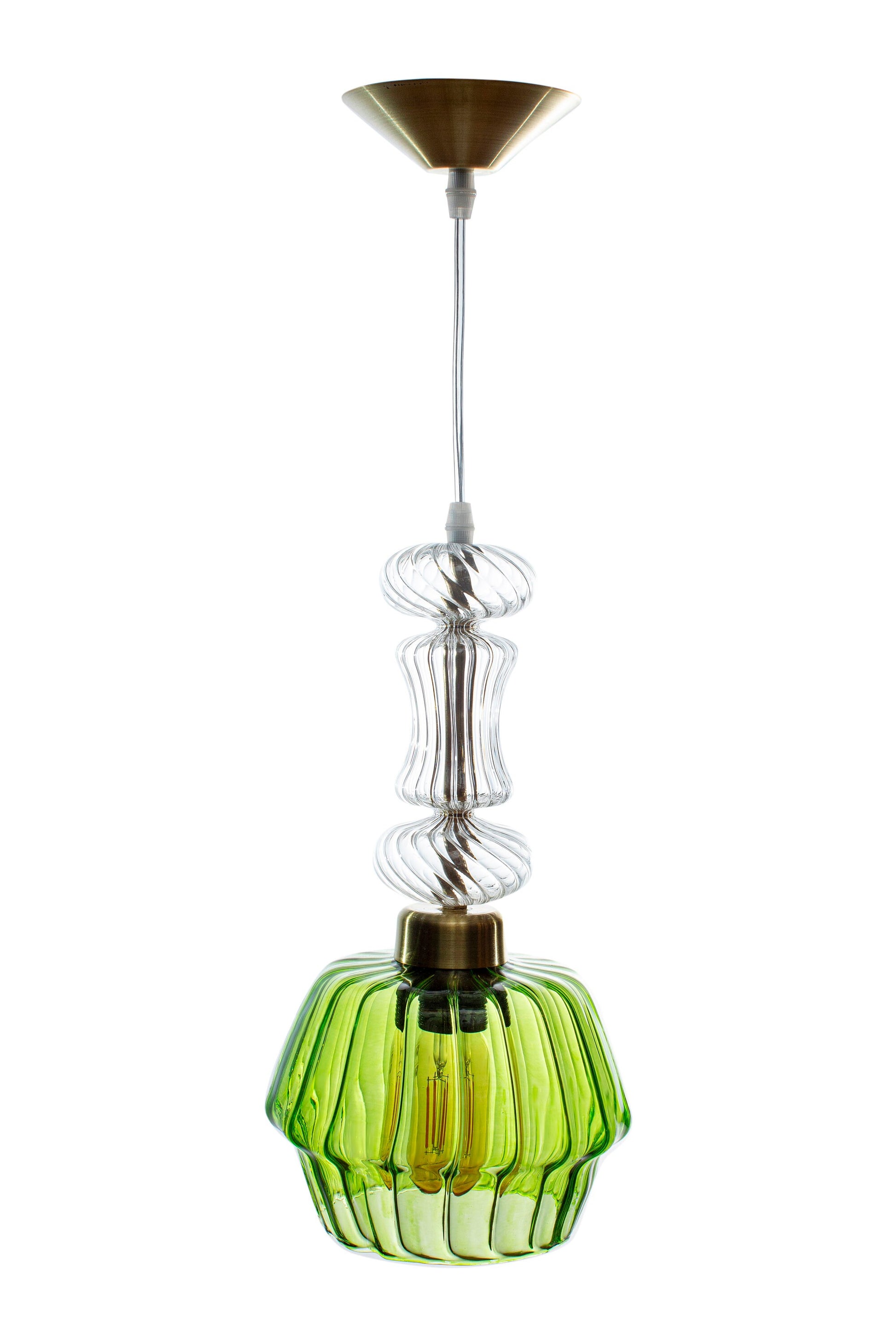 Green and Crystal Hanging Lamp for Dining Room Lights - Les Trois Pyramides