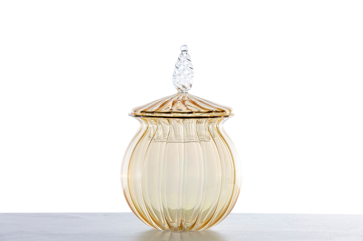 Handmade Blown Glass Jar embossed with 14 K GOLD / Hand made Decoration for Kitchen