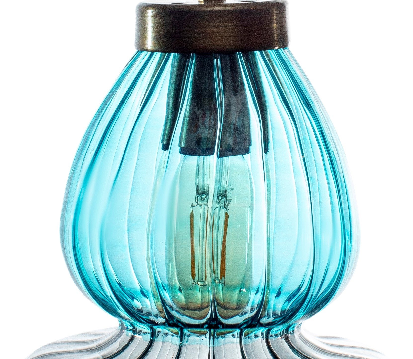 Turquoise + Clear Ceiling Light Fixture - Les Trois Pyramides