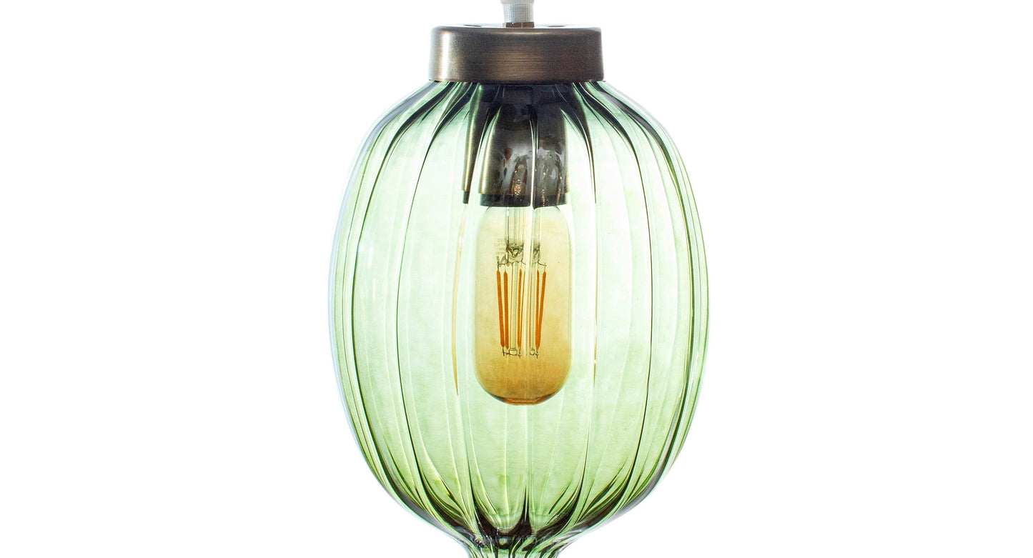 Modern Green and Clear Handmade Deco Light Fixture - Les Trois Pyramides 