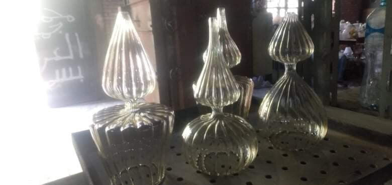Set of 4 Hand Blown Glass Pendant - Les Trois Pyramides 