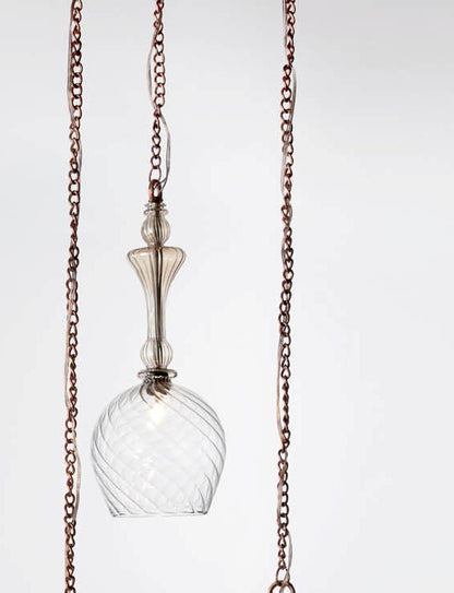 Set of 12 Handmade Blown Glass Light Pendants - Les Trois Pyramides 
