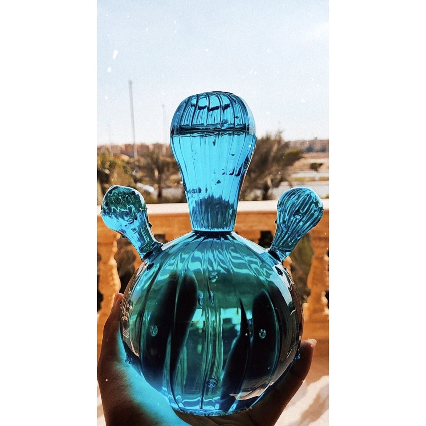 Cactus shaped Art Deco Vase , Hand blown Glassware , Blown glass vases , vintage glass vase , colored glass vases , vase for flowers