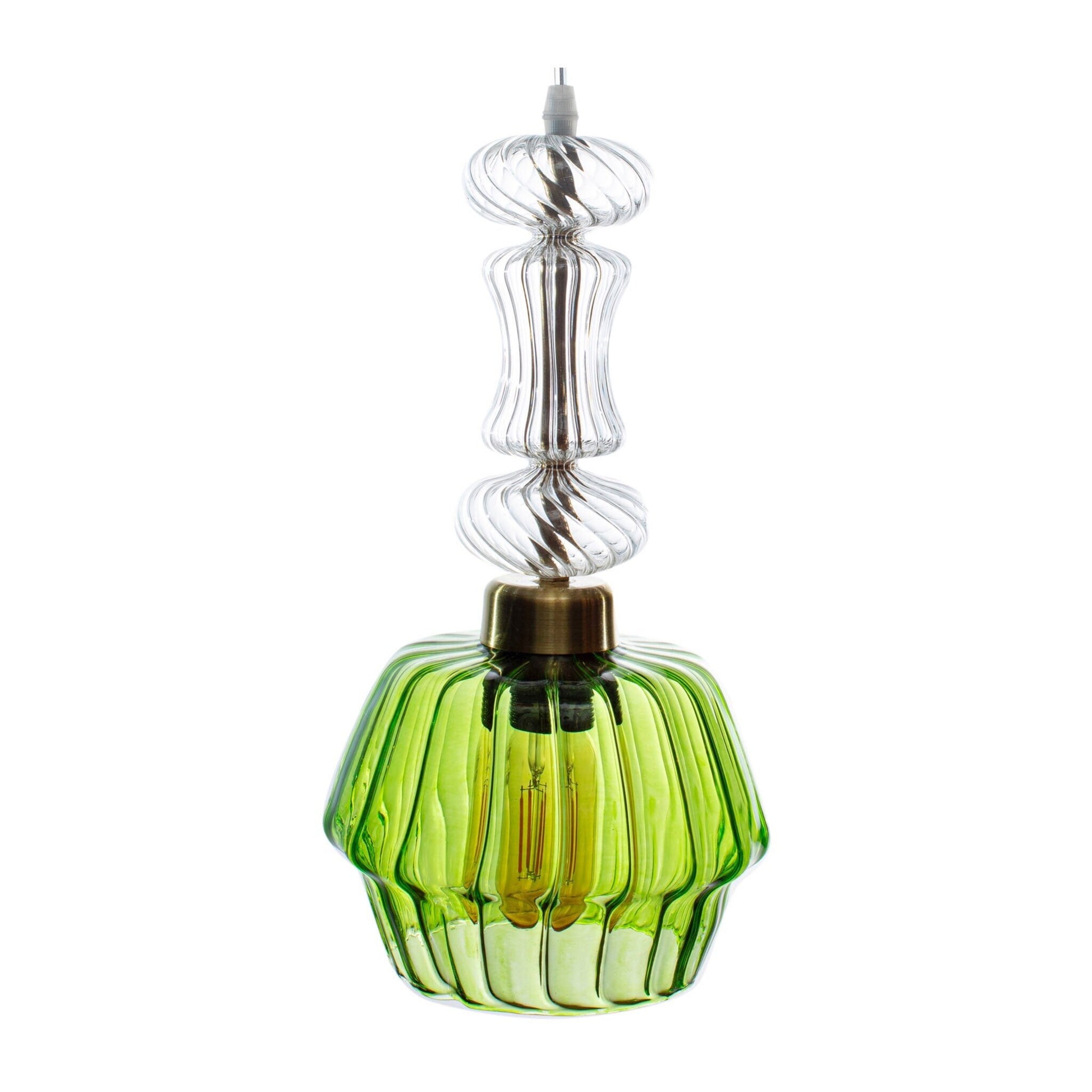 Green and Crystal Hanging Lamp for Dining Room Lights - Les Trois Pyramides