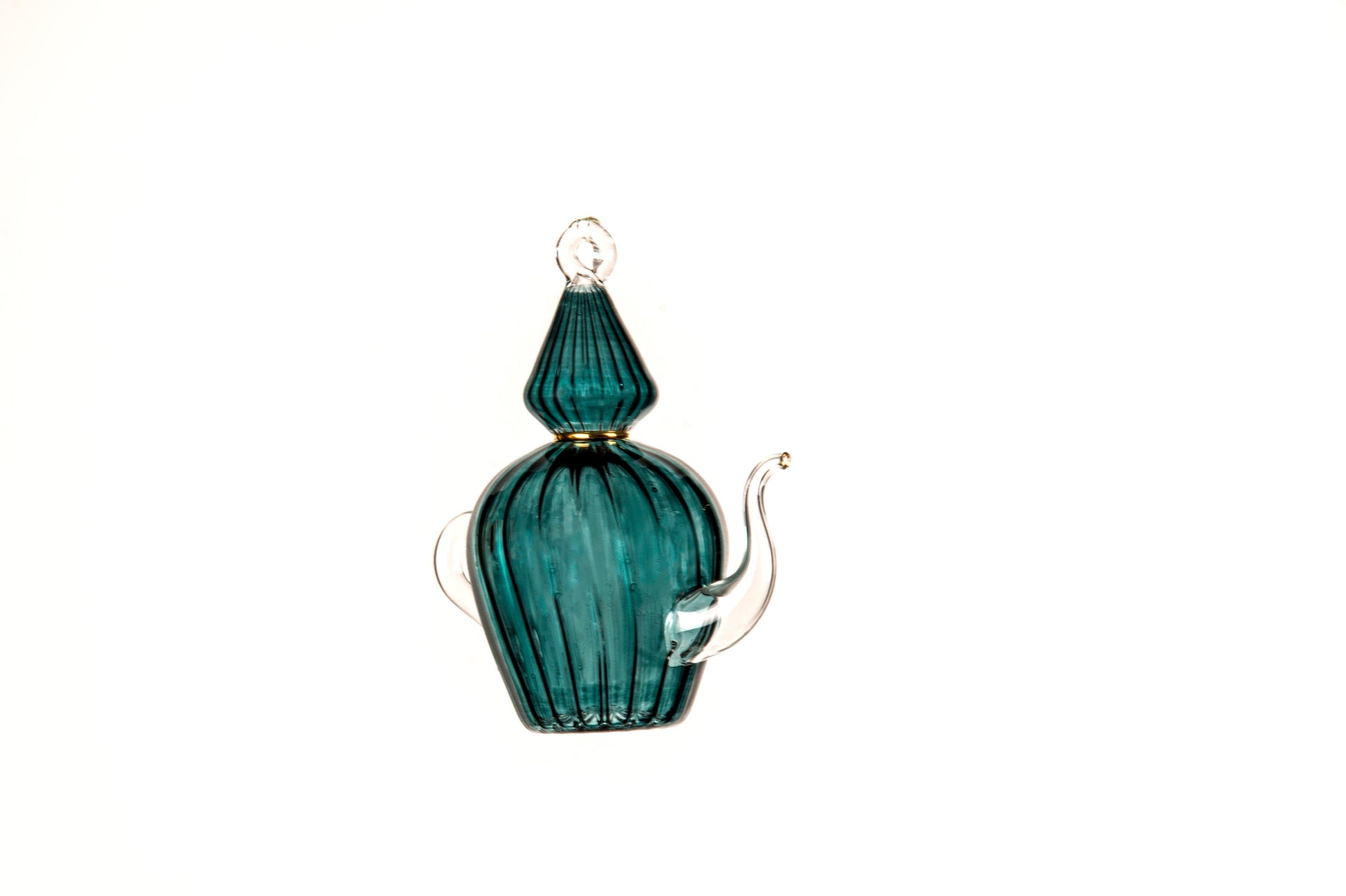 Green Genzary Emboss with 14k Gold Glass Ornament - Les Trois Pyramides